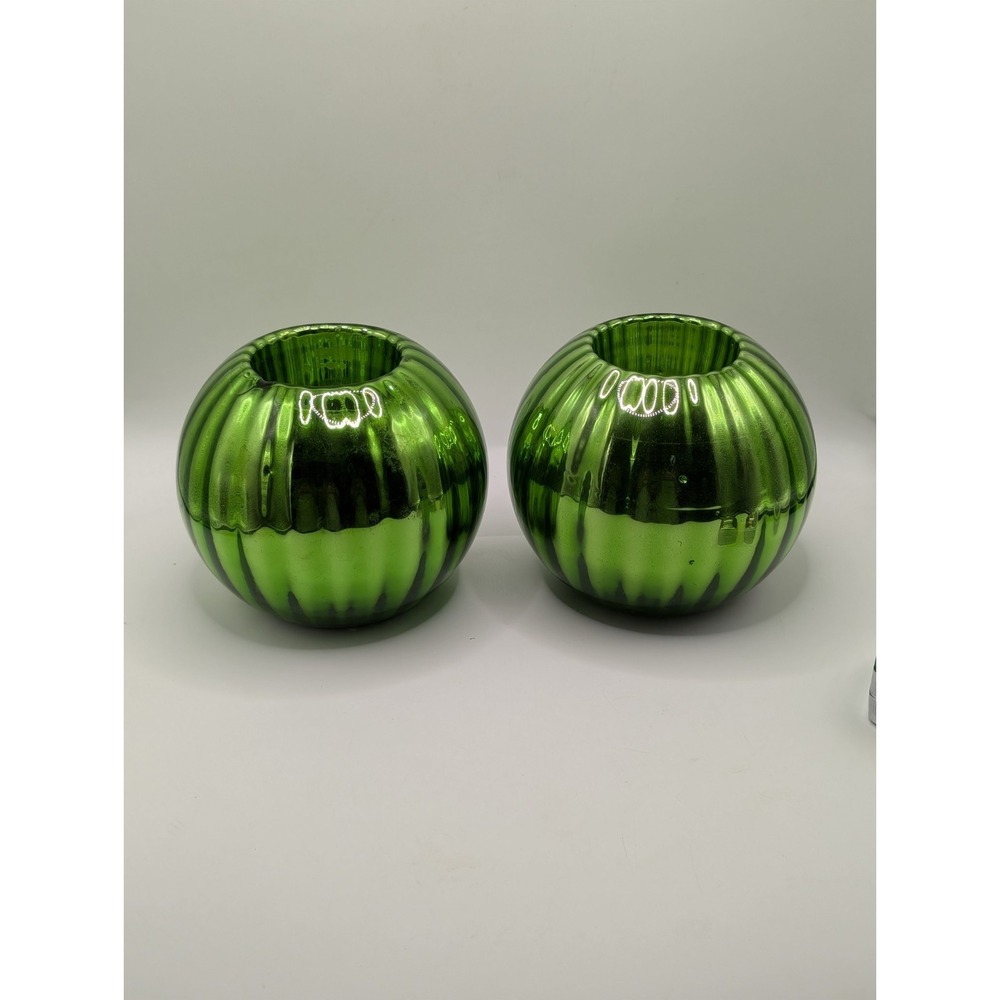 Antique Green Authentic Mercury Glass Votive Set Spheres